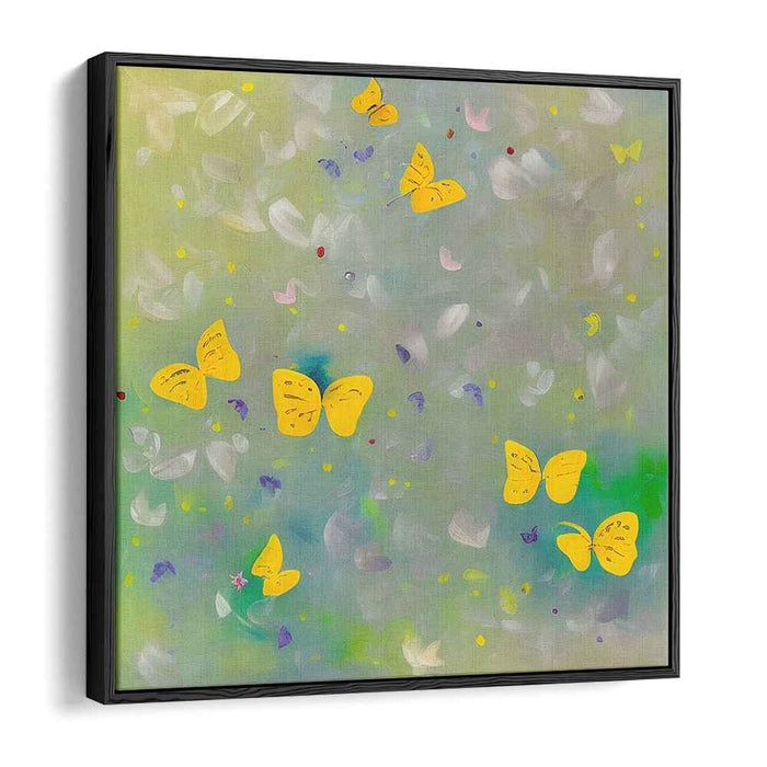 Dancing Butterflies: Whimsical Yellow Butterflies on Ethereal Canvas