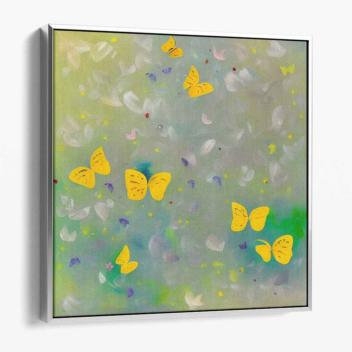 Dancing Butterflies: Whimsical Yellow Butterflies on Ethereal Canvas