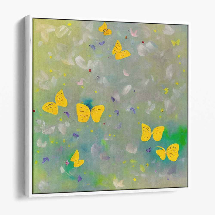 Dancing Butterflies: Whimsical Yellow Butterflies on Ethereal Canvas