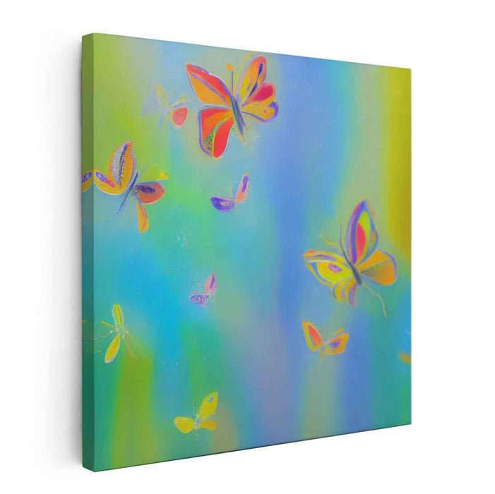 Whispering Wings Illuminate: Luminous Butterfly Dance Canvas Art