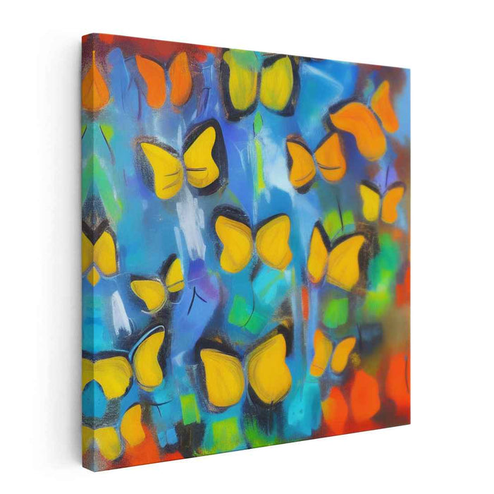 Whimsical Fluttered Strokes: Abstract Butterfly Canvas Art Print