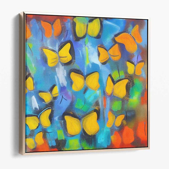 Whimsical Fluttered Strokes: Abstract Butterfly Canvas Art Print