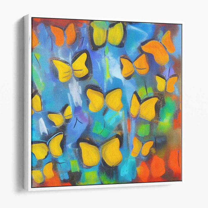 Whimsical Fluttered Strokes: Abstract Butterfly Canvas Art Print