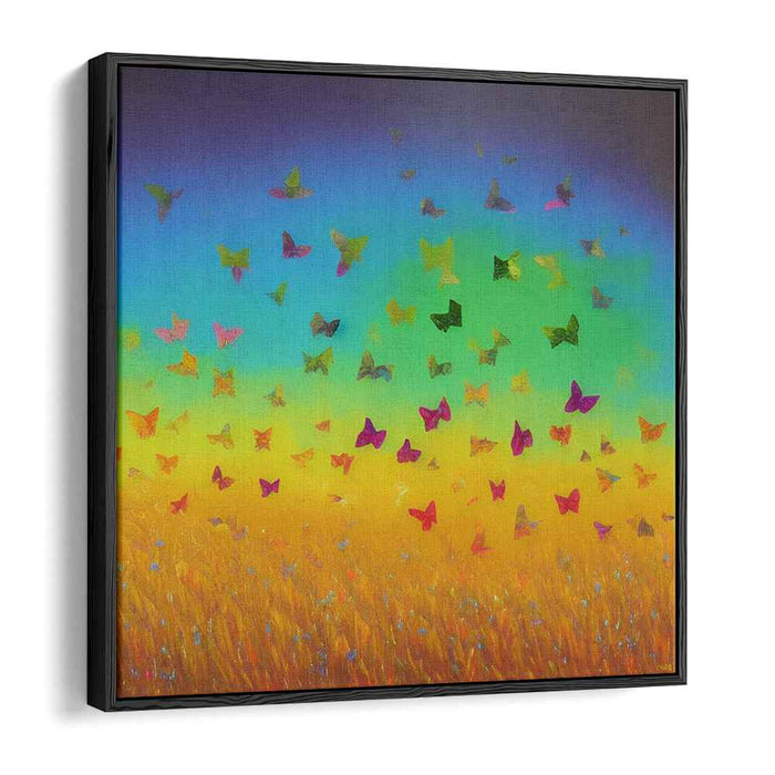 Golden Dreams Flutter By: Vibrant Butterflies Over Golden Fields Canvas Art Print
