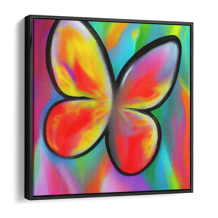 Whimsical Fluttering Rainbow Fantasy: Vibrant Butterfly in a Colorful Abstract Landscape Canvas Art