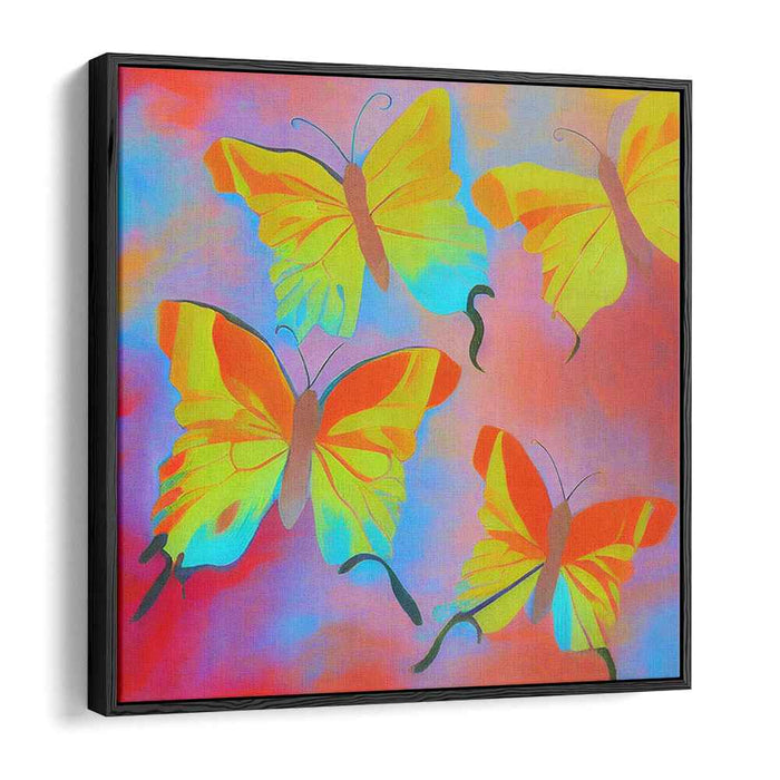 Fluttering Beauty: Vibrant Butterfly Trio in Pastel Sky Canvas Art