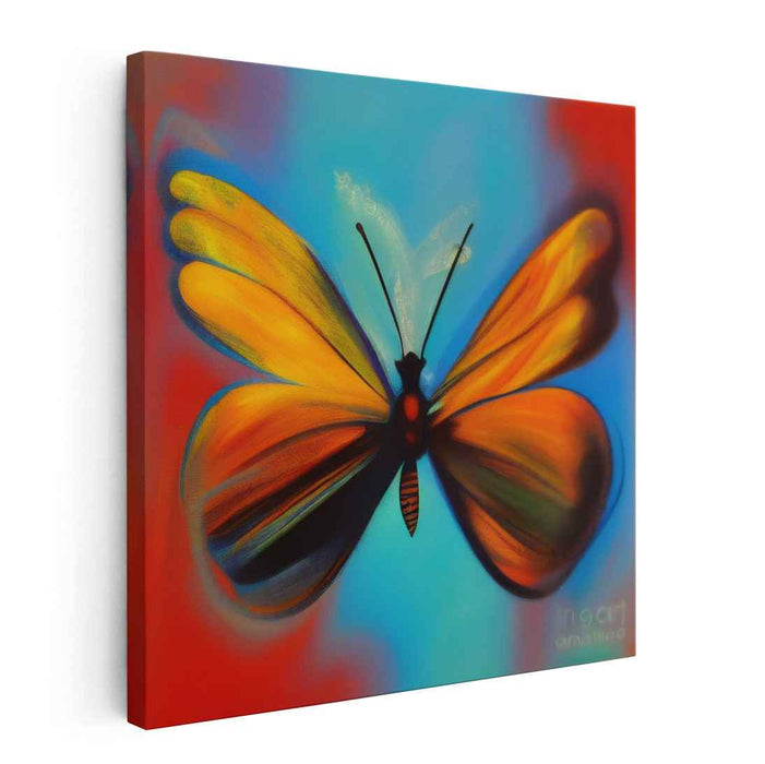 Vibrant Monarch: Abstract Butterfly in Flight Canvas Art Print