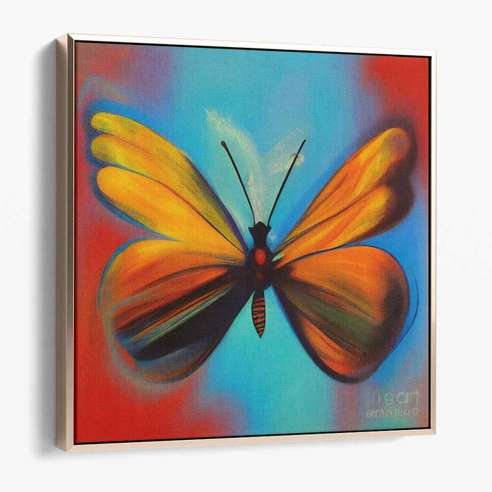 Vibrant Monarch: Abstract Butterfly in Flight Canvas Art Print