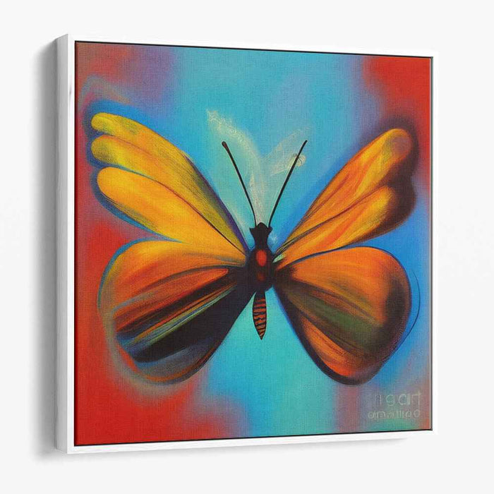 Vibrant Monarch: Abstract Butterfly in Flight Canvas Art Print