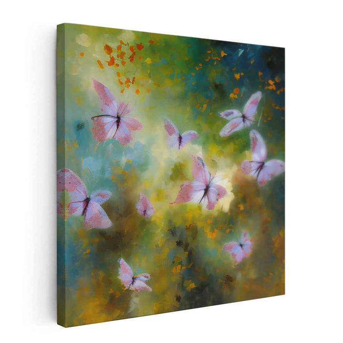Whispering Wings Among Trees: Graceful Butterflies in a Dreamy Forest Canvas Art
