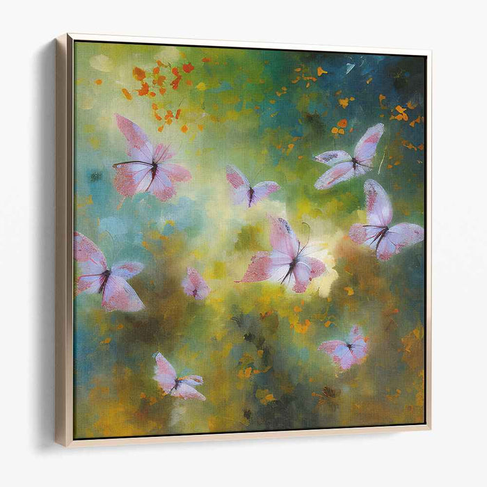 Whispering Wings Among Trees: Graceful Butterflies in a Dreamy Forest Canvas Art