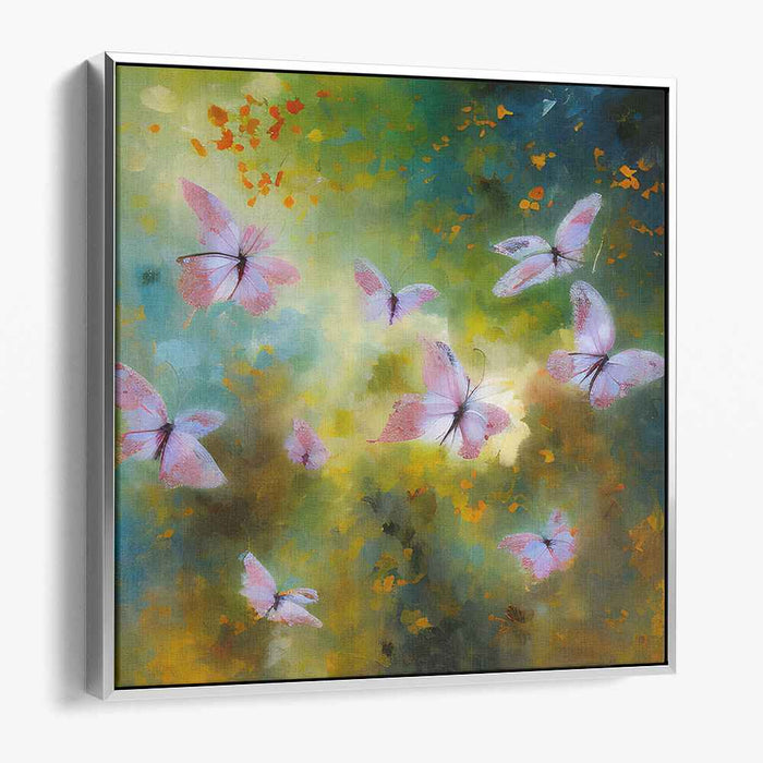 Whispering Wings Among Trees: Graceful Butterflies in a Dreamy Forest Canvas Art