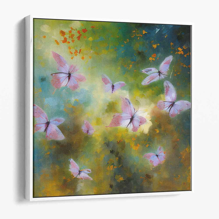 Whispering Wings Among Trees: Graceful Butterflies in a Dreamy Forest Canvas Art