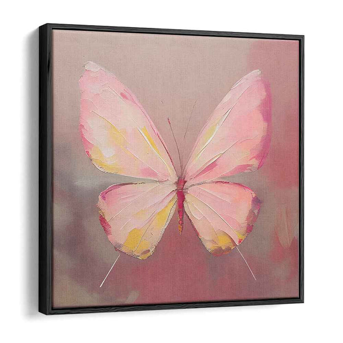 Graceful Flutter: Impressionistic Pink and Yellow Butterfly Canvas Art Print