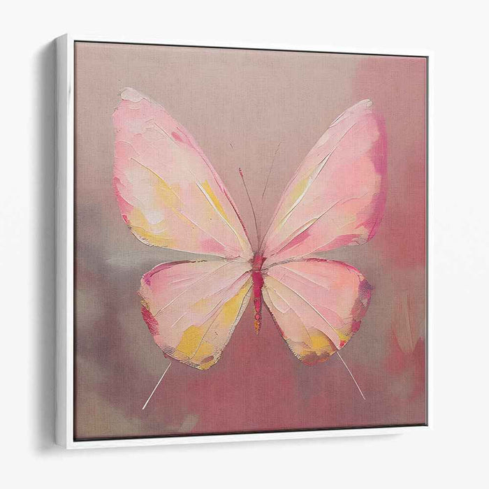 Graceful Flutter: Impressionistic Pink and Yellow Butterfly Canvas Art Print