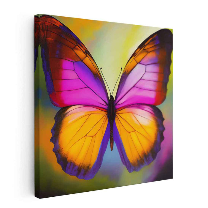 Vibrant Butterfly in Flight: Abstract Realism Canvas Art Print