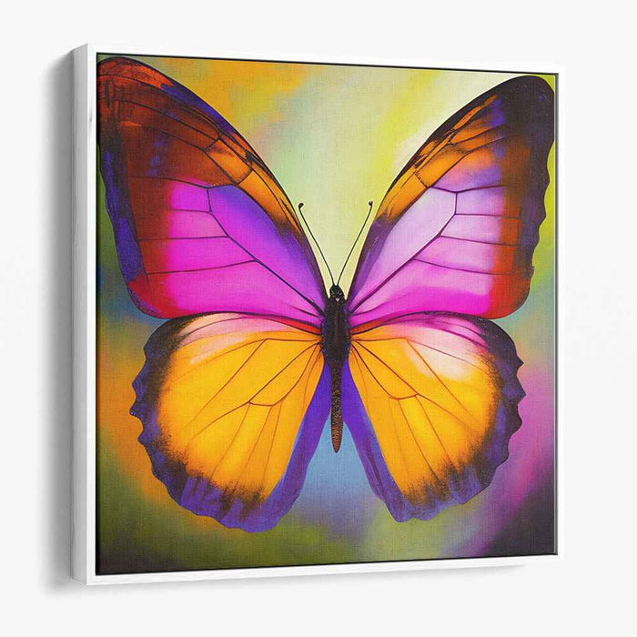 Vibrant Butterfly in Flight: Abstract Realism Canvas Art Print