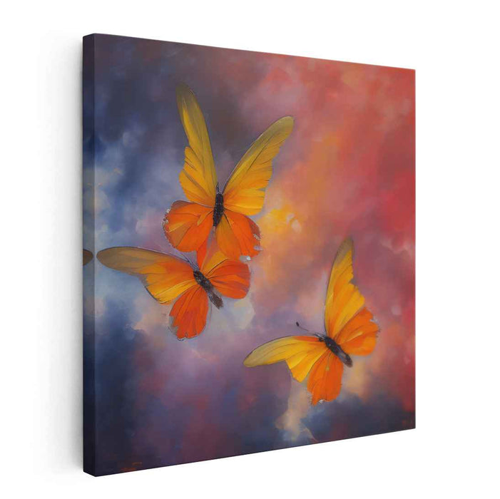 Fluttering Wings: Vibrant Butterfly Dance Canvas Art Print