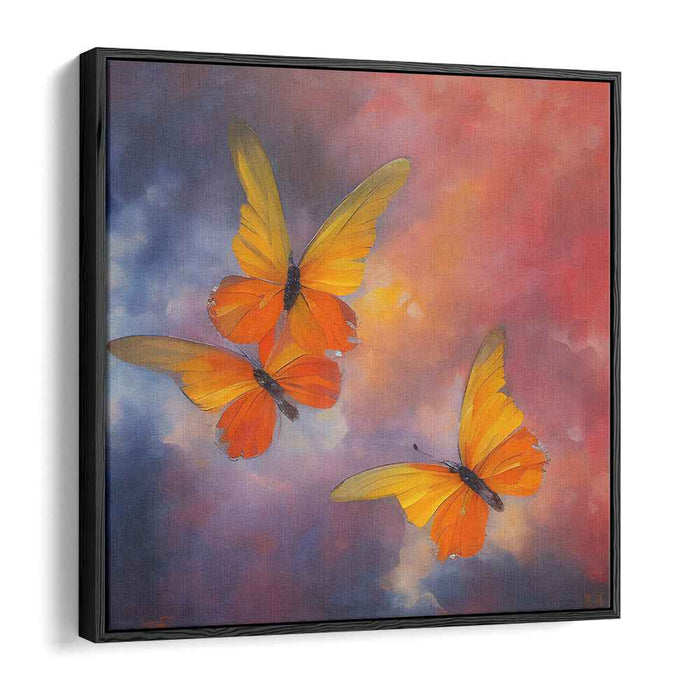 Fluttering Wings: Vibrant Butterfly Dance Canvas Art Print