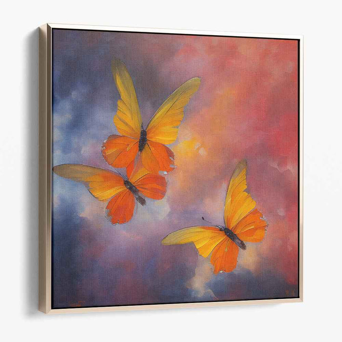 Fluttering Wings: Vibrant Butterfly Dance Canvas Art Print