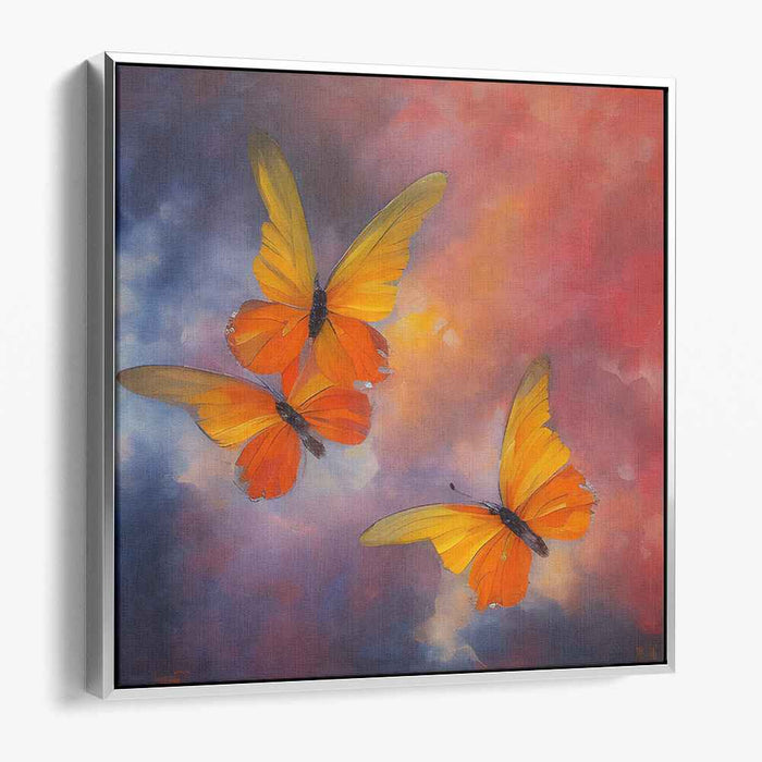 Fluttering Wings: Vibrant Butterfly Dance Canvas Art Print