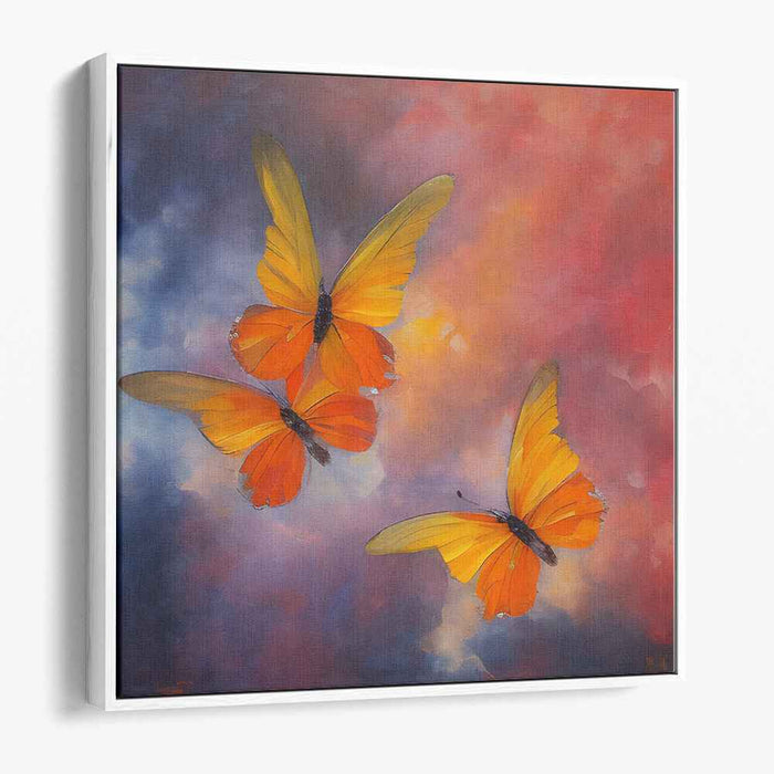 Fluttering Wings: Vibrant Butterfly Dance Canvas Art Print