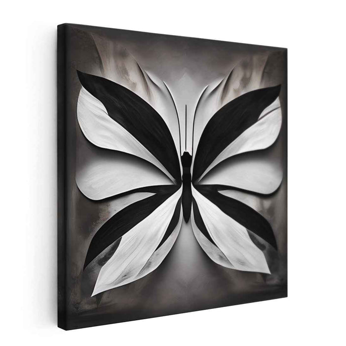 Wings of Monochrome Balance: Butterfly Symmetry in Black and White Canvas Art