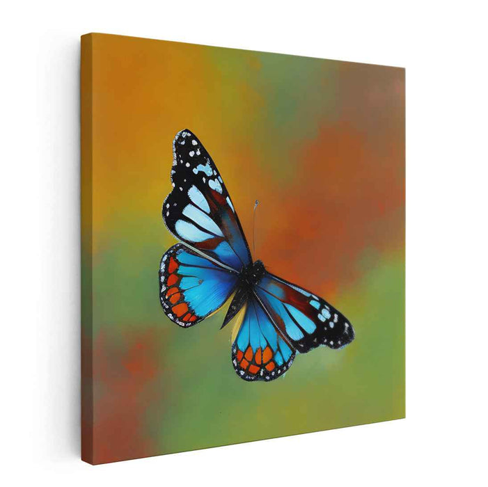 Chromatic Butterfly Whimsy: Contemporary Realist Butterfly on Vibrant Canvas Art