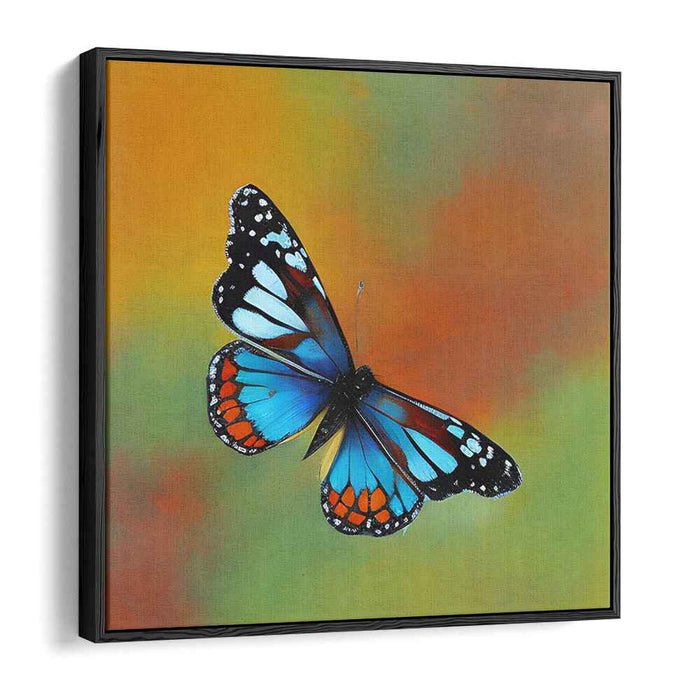 Chromatic Butterfly Whimsy: Contemporary Realist Butterfly on Vibrant Canvas Art