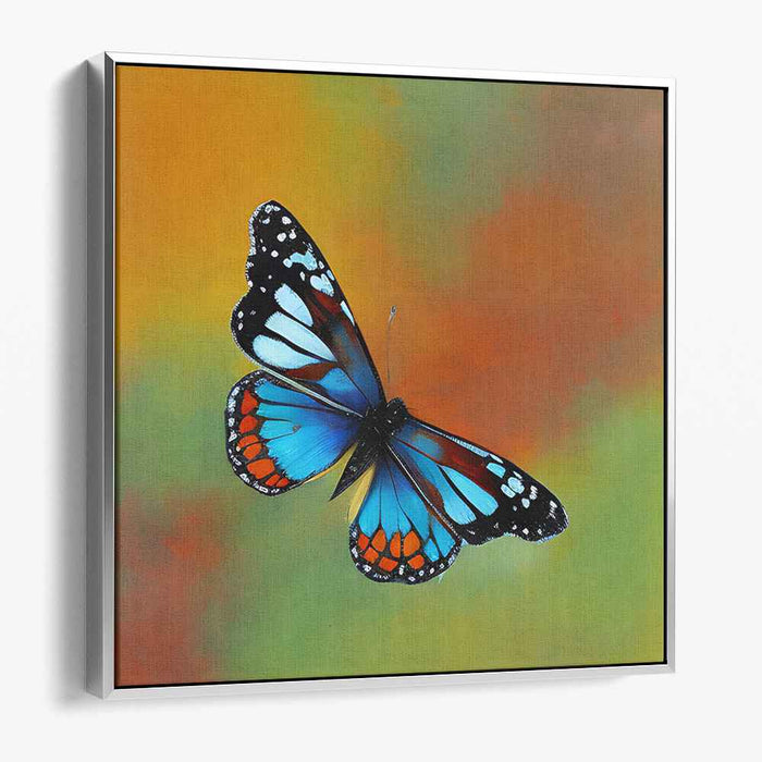 Chromatic Butterfly Whimsy: Contemporary Realist Butterfly on Vibrant Canvas Art