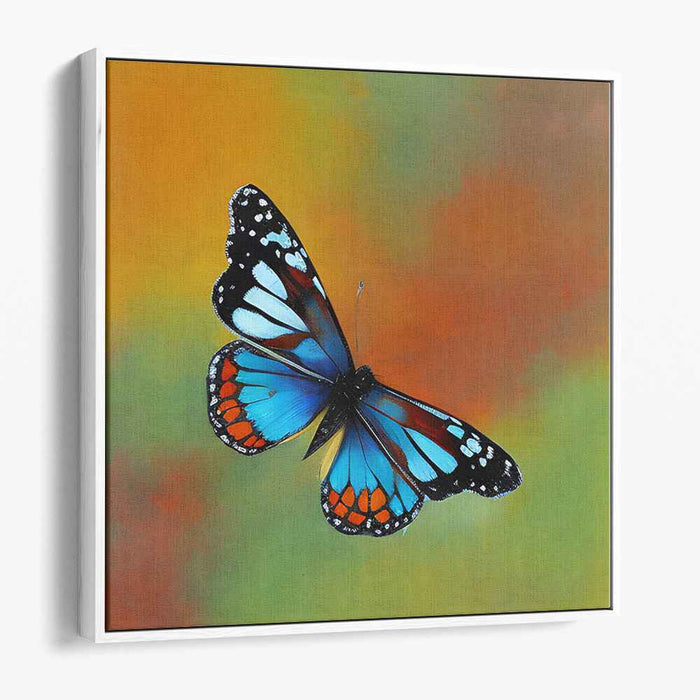 Chromatic Butterfly Whimsy: Contemporary Realist Butterfly on Vibrant Canvas Art