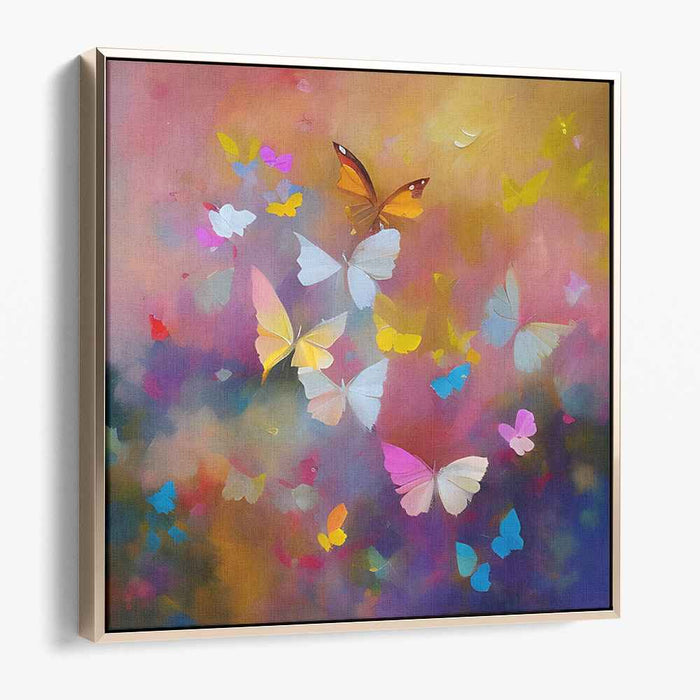 Fluttering Spectrum Wonderland: Vibrant Butterfly Dreamscape Canvas Art Print