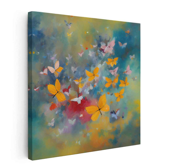 Butterfly Whimsy: Vibrant Butterfly Abstract Canvas Art Print