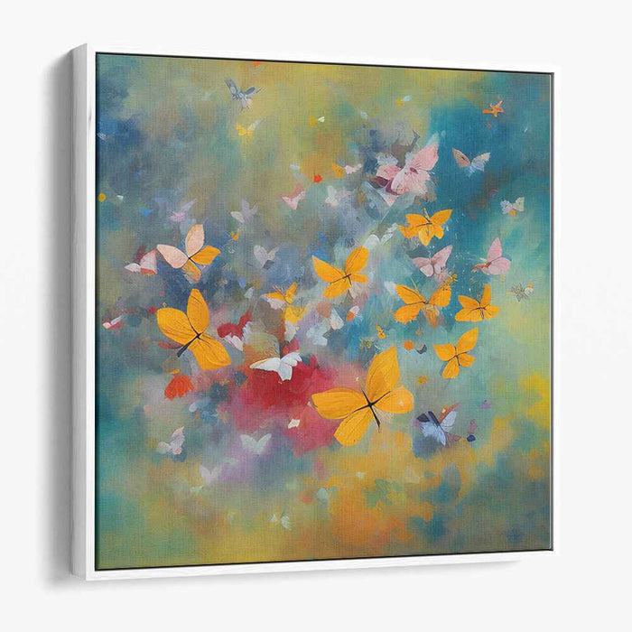 Butterfly Whimsy: Vibrant Butterfly Abstract Canvas Art Print