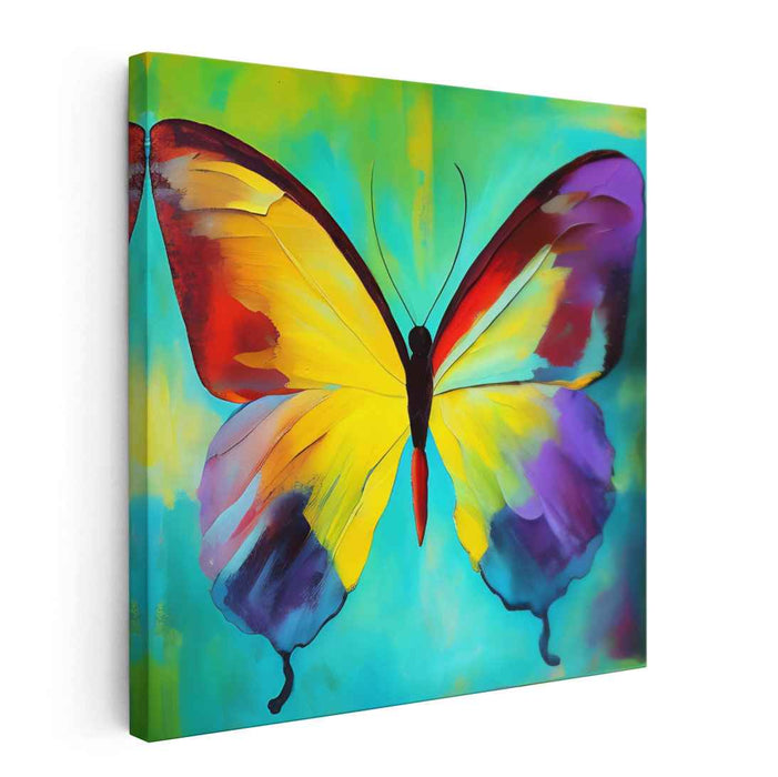 Fluttering Colors Dance Gracefully: Vibrant Butterfly Expressionist Canvas Art