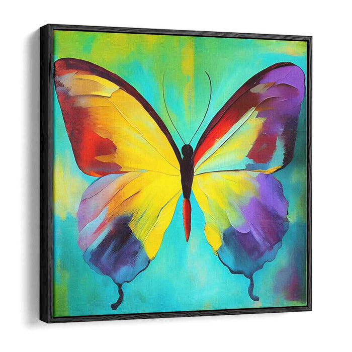 Fluttering Colors Dance Gracefully: Vibrant Butterfly Expressionist Canvas Art