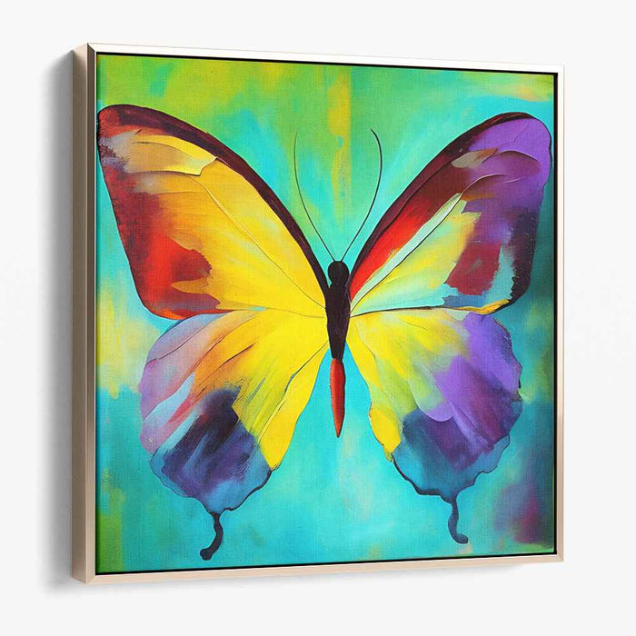 Fluttering Colors Dance Gracefully: Vibrant Butterfly Expressionist Canvas Art