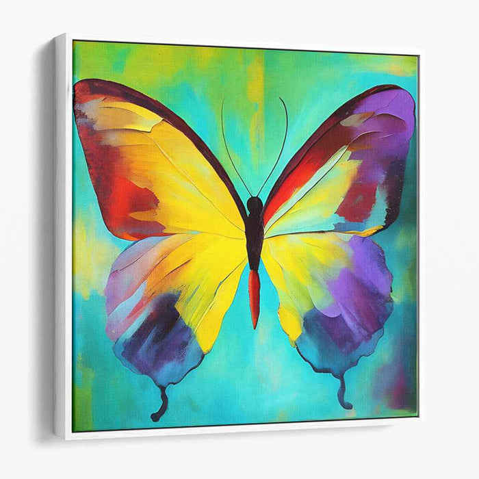 Fluttering Colors Dance Gracefully: Vibrant Butterfly Expressionist Canvas Art