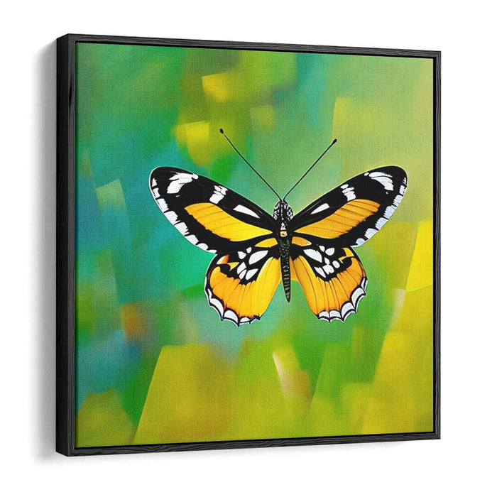 Fluttering Dreamscape Mosaic: Realistic Butterfly on Abstract Nature Canvas Art