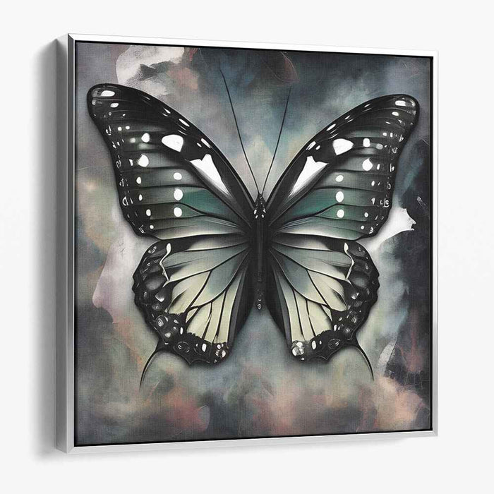 Fluttering Dreamscape: Realistic Butterfly on Abstract Canvas Art Print