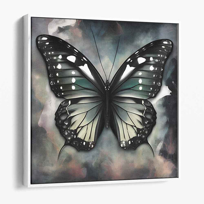 Fluttering Dreamscape: Realistic Butterfly on Abstract Canvas Art Print