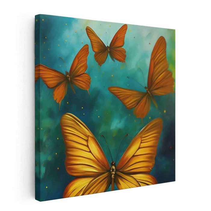 Golden Flutter: Vibrant Butterfly Canvas Art Print