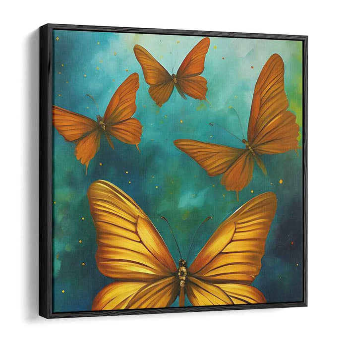 Golden Flutter: Vibrant Butterfly Canvas Art Print