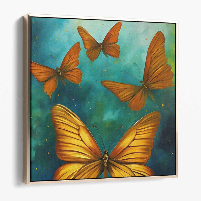 Golden Flutter: Vibrant Butterfly Canvas Art Print
