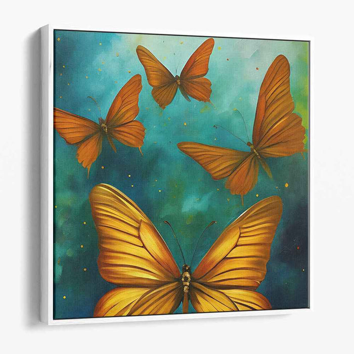 Golden Flutter: Vibrant Butterfly Canvas Art Print