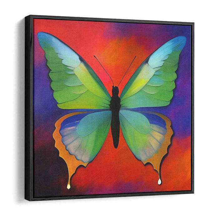Vibrant Metamorphosis: Realistic Butterfly on Abstract Canvas Art Print