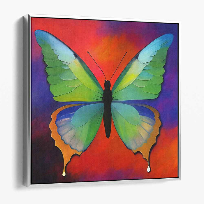 Vibrant Metamorphosis: Realistic Butterfly on Abstract Canvas Art Print