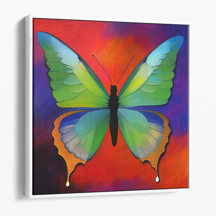 Vibrant Metamorphosis: Realistic Butterfly on Abstract Canvas Art Print
