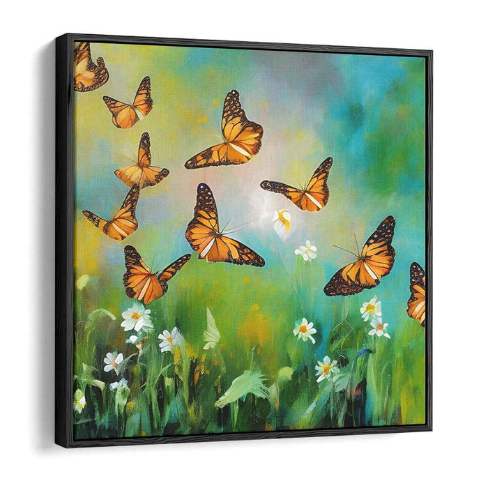 Fluttering Grace: Monarch Butterflies in a Spring Meadow Canvas Art Print