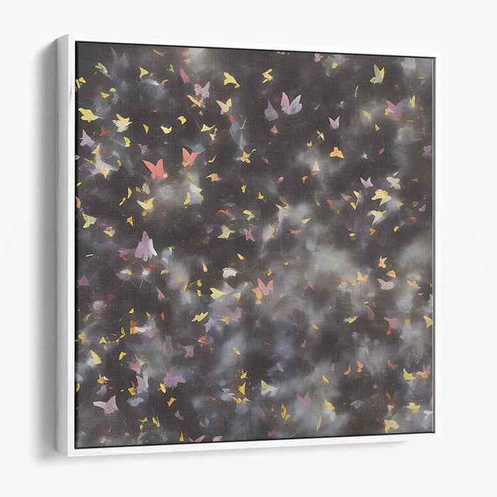 Midnight Flutter Dance: Enchanting Night Sky Butterfly Canvas Art Print